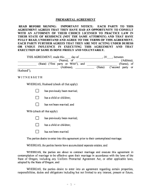 State of Oregon, Including Any Uniform Premarital Agreement Act, or Other Applicable Laws,