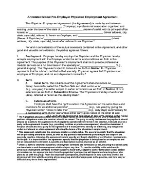 Annotated Model Pro Employer Physician Employment Agreement  Form