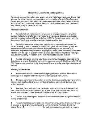Residential Lease Form Agreement
