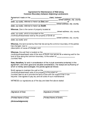 Agreement Maintenance Form