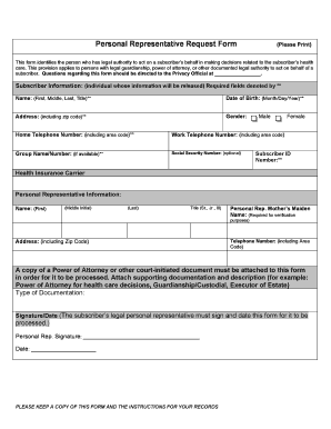 Personal Representative Request Form