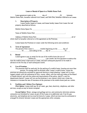 Mobile Home Park  Form