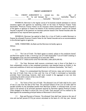 Credit Agreement  Form