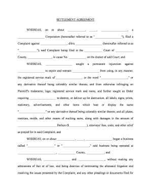 Settlement Agreement Tradename  Form