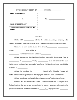 Suspended License  Form