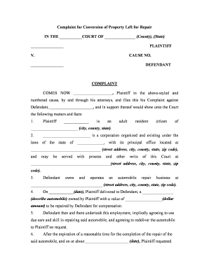 Complaint Court Form