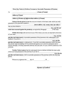 Notice Vacate Eviction  Form