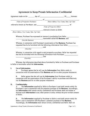Information Confidential Form