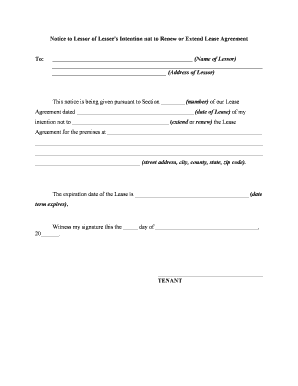 Notice Extend Lease Form