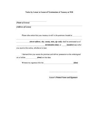 Termination Tenancy Form