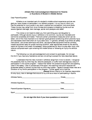 Risk Acknowledgement Form