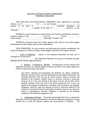 Settlement Agreement and Release of Claims Pending Litigation General Form