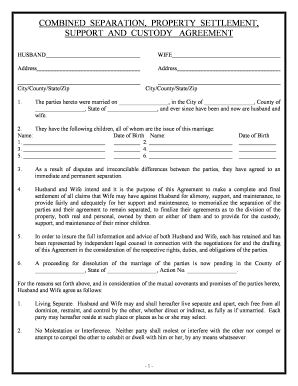 Separation Agreement Sample  Form