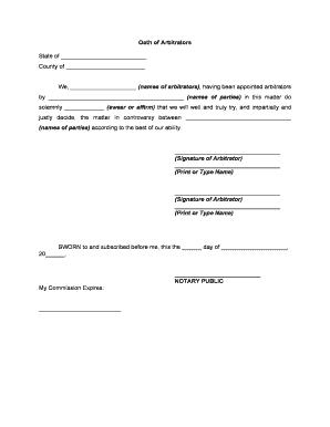 Oath of Arbitrators  Form