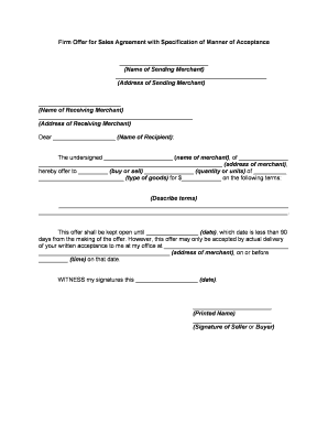 Offer and Acceptance  Form