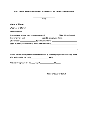 Offer Acceptance Form