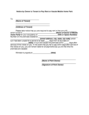 Mobile Home Park Form