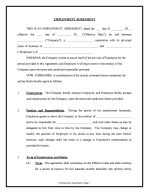 Employment Agreement  Form