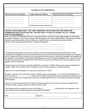Guaranty by Individual Complex  Form
