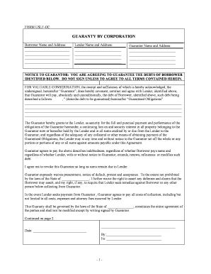 Guaranty by Corporation Complex  Form