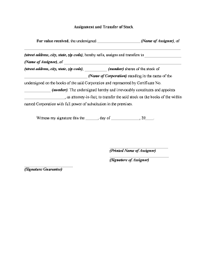 Transfer Stock  Form