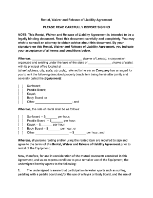 Rental Liability  Form