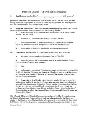 Church Bylaws  Form