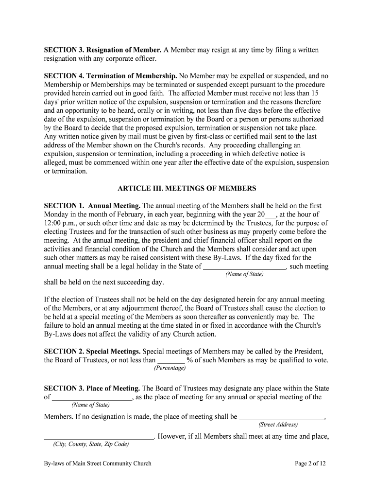 GENERIC SAMPLES of CHURCH ARTICLES of INCORPORATION and  Form