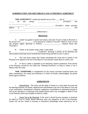 Subordination Agreement Form