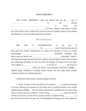 Sample Lease Agreement  Form