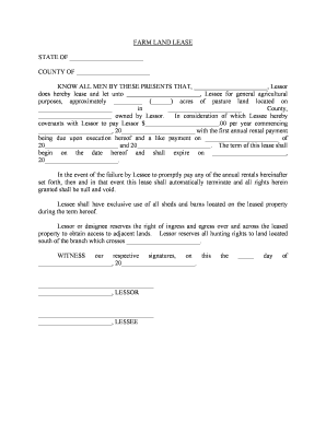 Farm Lease or Rental Short  Form