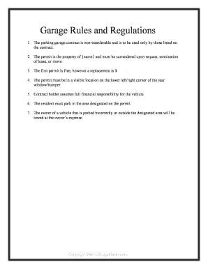 Apartment Parking Rules  Form