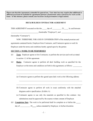 Builder Agreement  Form