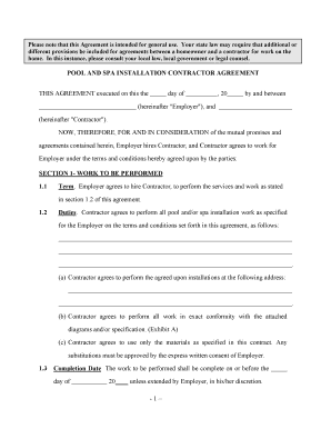 Spa Agreement  Form