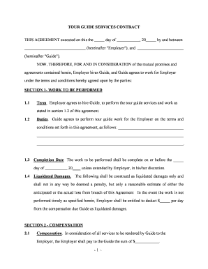 Self Employed Tour Guide Services Contract  Form