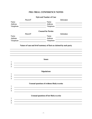 Pre Trial  Form