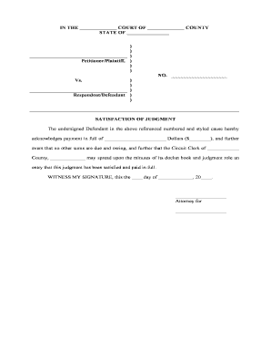 Satisfaction of Judgment Form