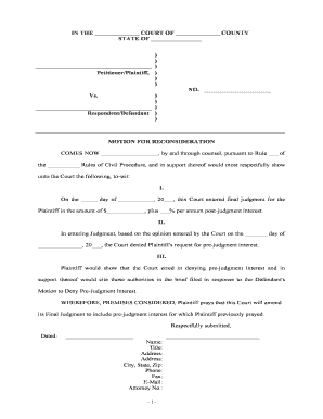 Motion for Reconsideration  Form