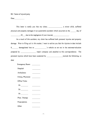 Settlement Personal Injury  Form