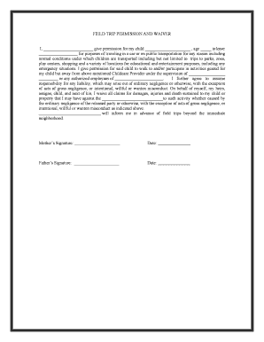 Field Trip Permission Form