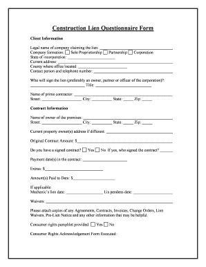 Mechanics Lien  Form