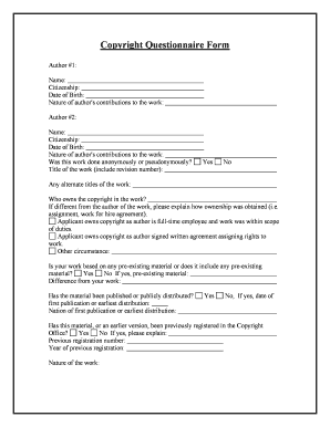 Copyright Questionnaire  Form
