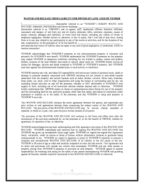 Liability Owner Land  Form