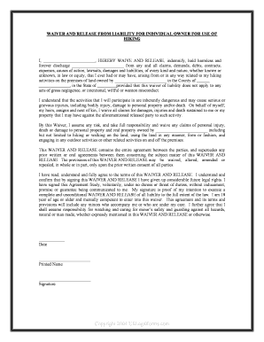 Waiver Release Liability Form