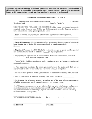 INDEPENDENT WELDER SERVICES CONTRACT  Form