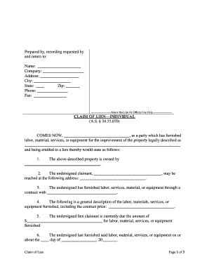 Alaska Lien  Form