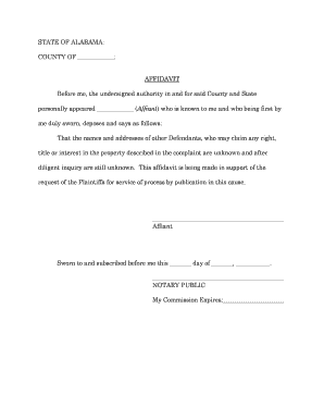 Alabama Affidavit for Quiet Title  Form