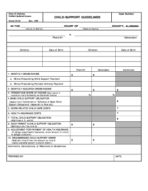 Minus Preexisting Child Support Payment  Form