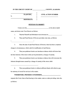 Alabama Petition to Modify  Form