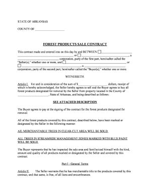 Arkansas Arkansas Forest Products Timber Sale Contract  Form